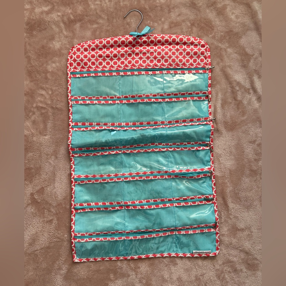 Coral and Mint chevron jewlery holder